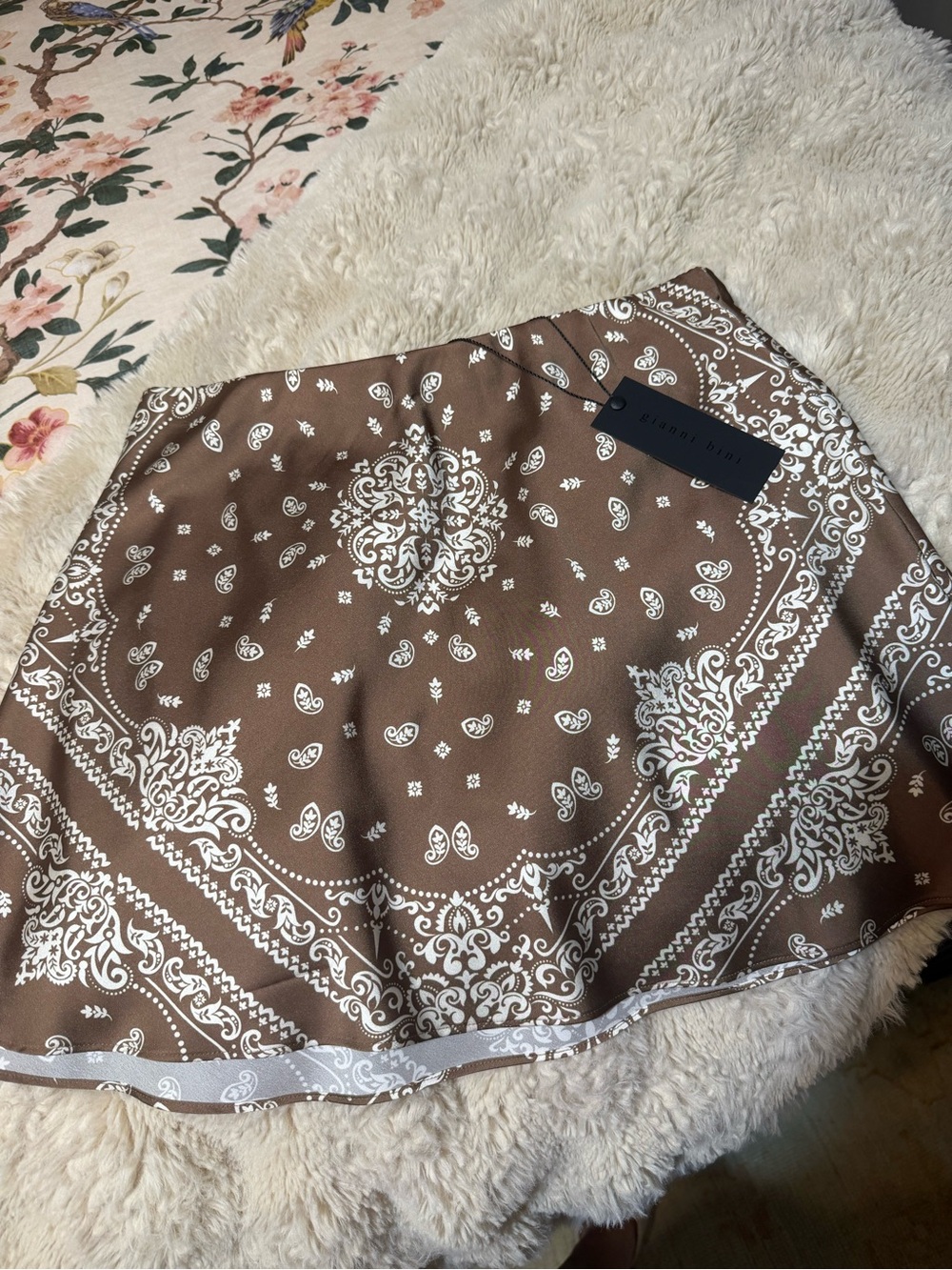 Gianni Bini Brown Bandana Print Mini Skirt